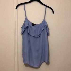 Baby blue ruffle detail tank